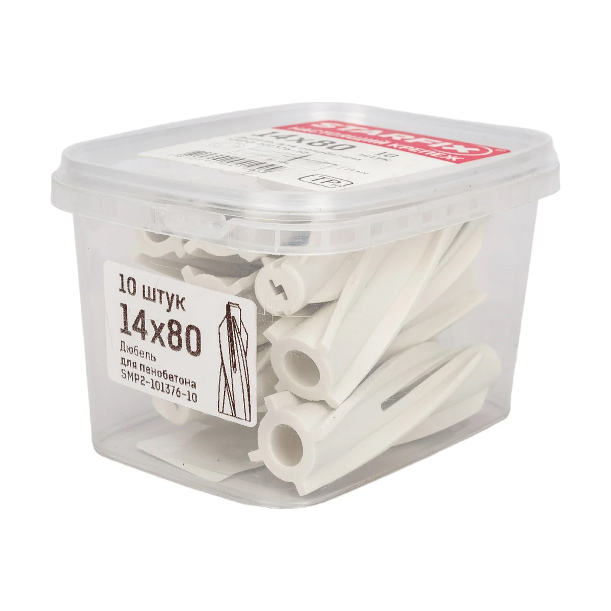 Дюбель для пенобетона 14х80 мм (10 шт в пласт. конт.) STARFIX, арт.SMP2-101376-10