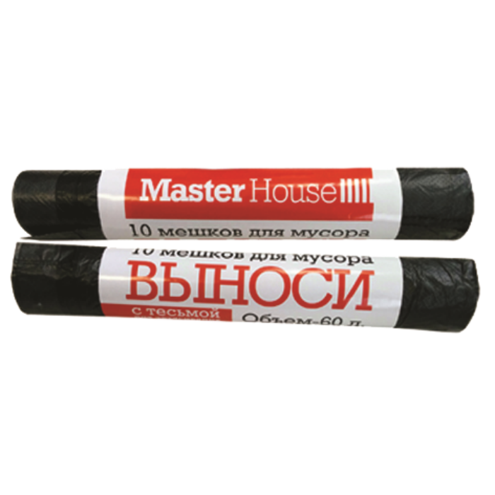Мешки для мусора с тесьмой для затяжки ВЫНОСИ 60 л 10 шт плотность 13,3 микрон 60145
