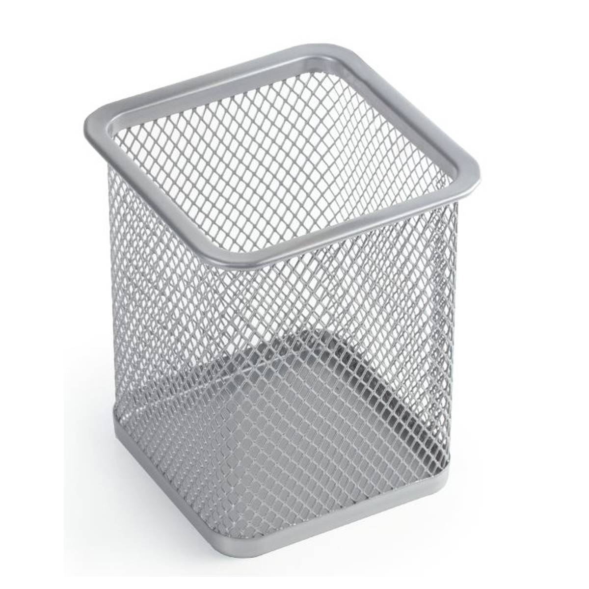 Стакан-подставка СТАММ металлическая квадратная серебристая ПС-30813