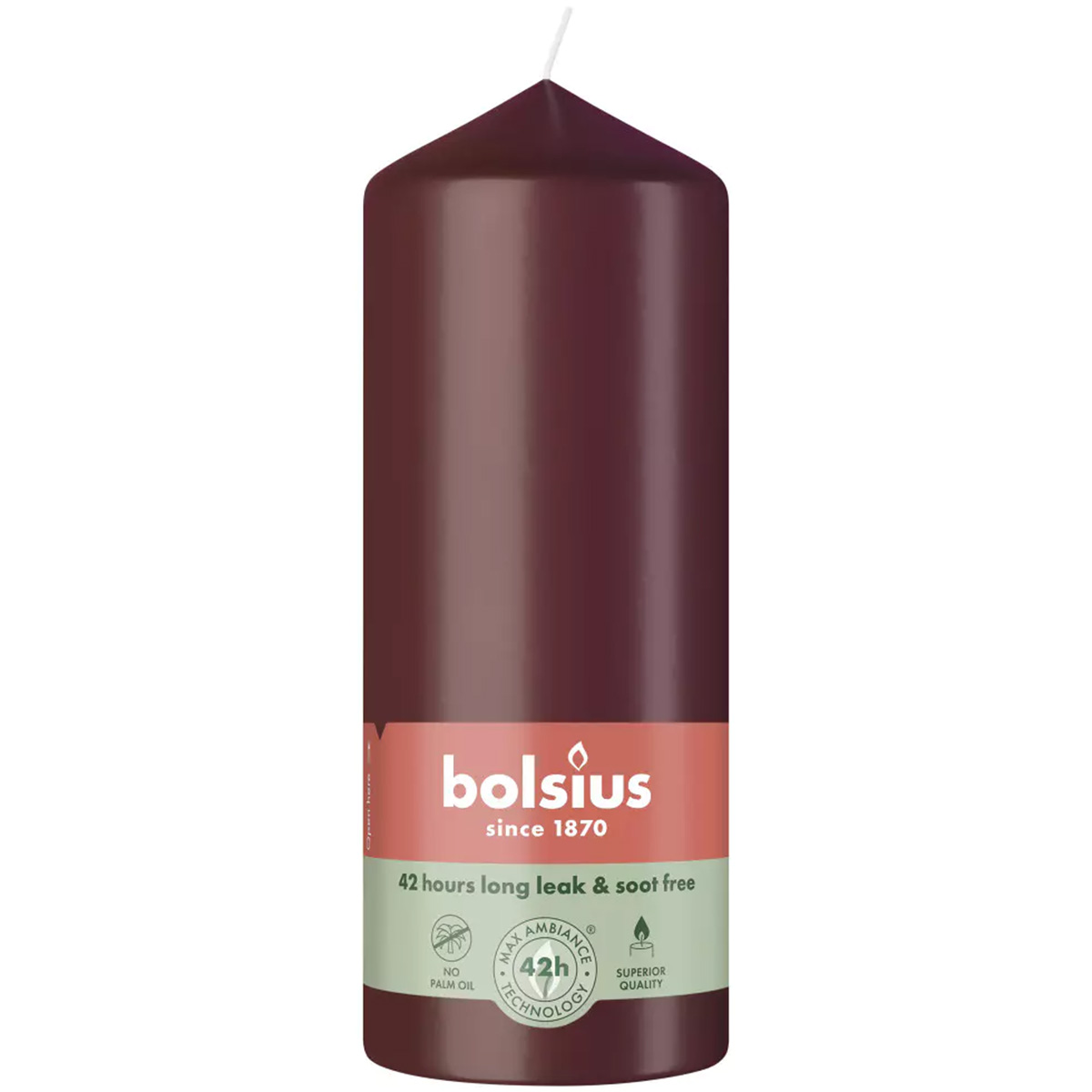 Свеча столбик Bolsius 15х5,8 см Velvet Red