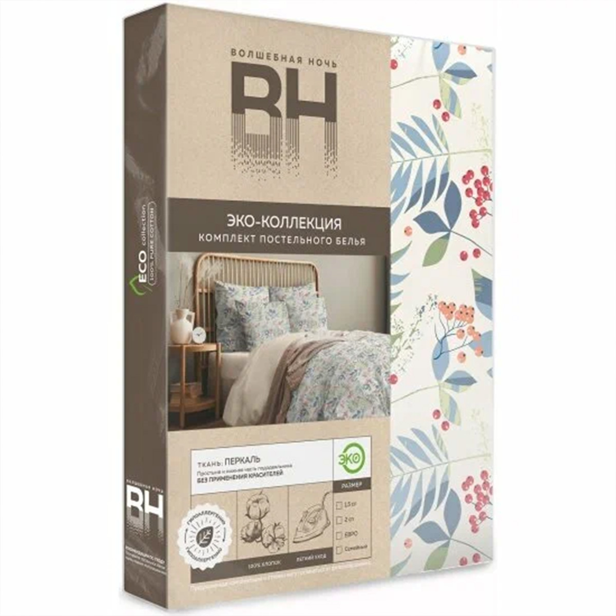Комплект постельного белья Волшебная ночь Евро Fantasy нав. 50х70 см перкаль 928398