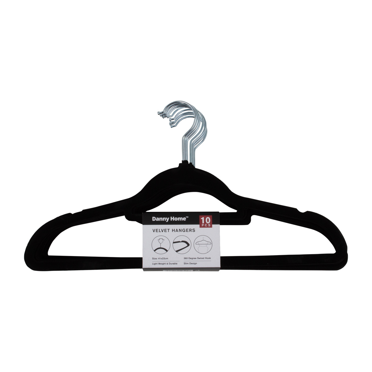 Набор вешалок для одежды 10шт 41х22х0,5см пластик вельвет VH021B-10