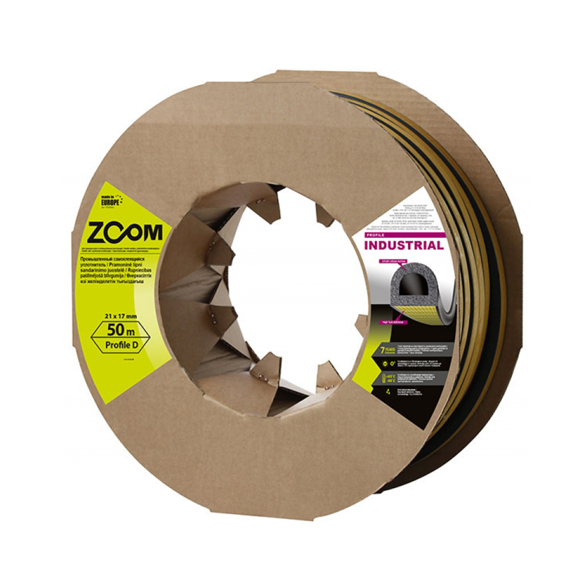 Уплотнитель ZOOM INDUSTRIAL D 21*17мм 50(1*50)м чёрный