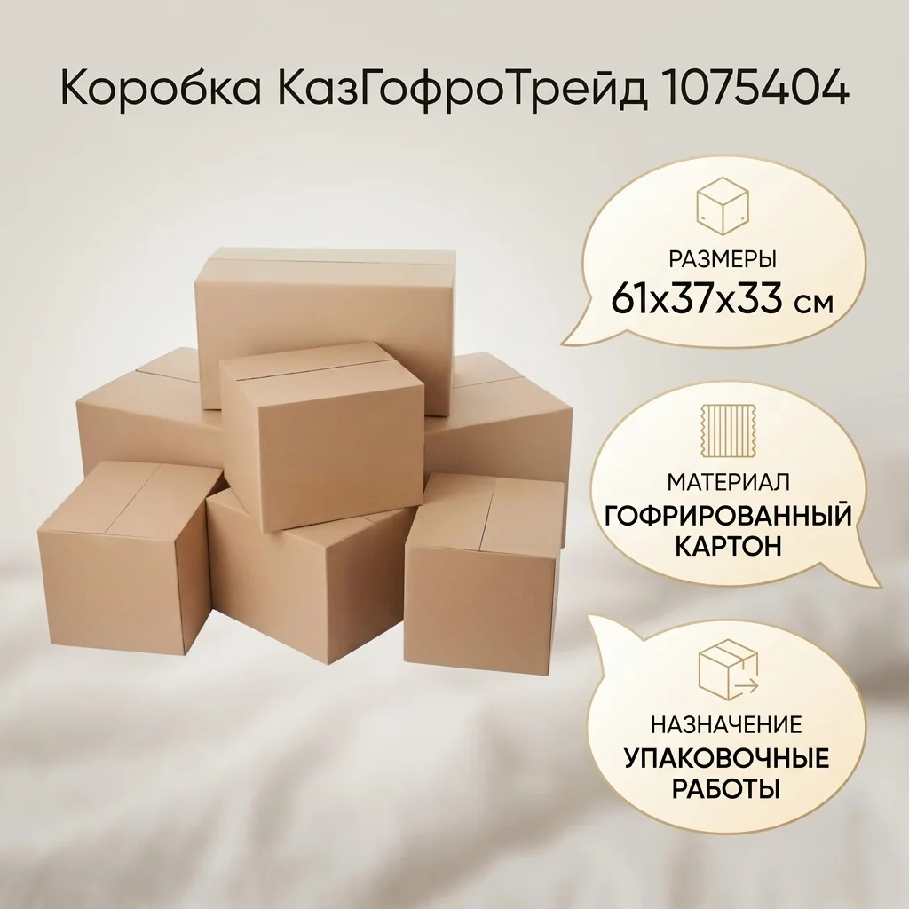 Коробка картонная 61х37х33 см цвет бурый