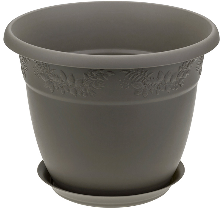 Кашпо IDEA РЯБИНА D250мм, 5л с поддоном французcкий серый