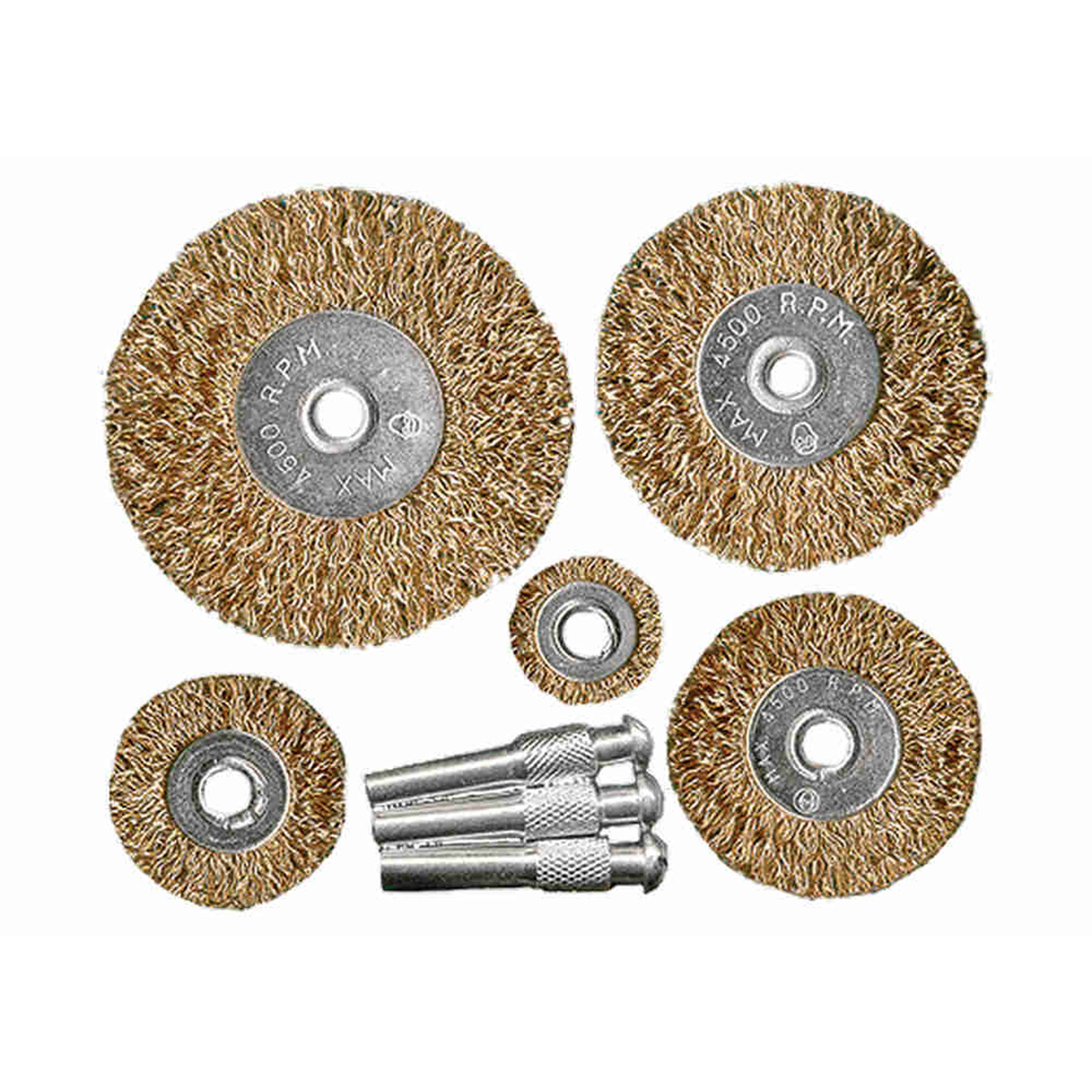 Набор щеток для дрели, 5 шт., 5 плоских 25-38-50-63-75 мм, со шпильками, металлические// Matrix