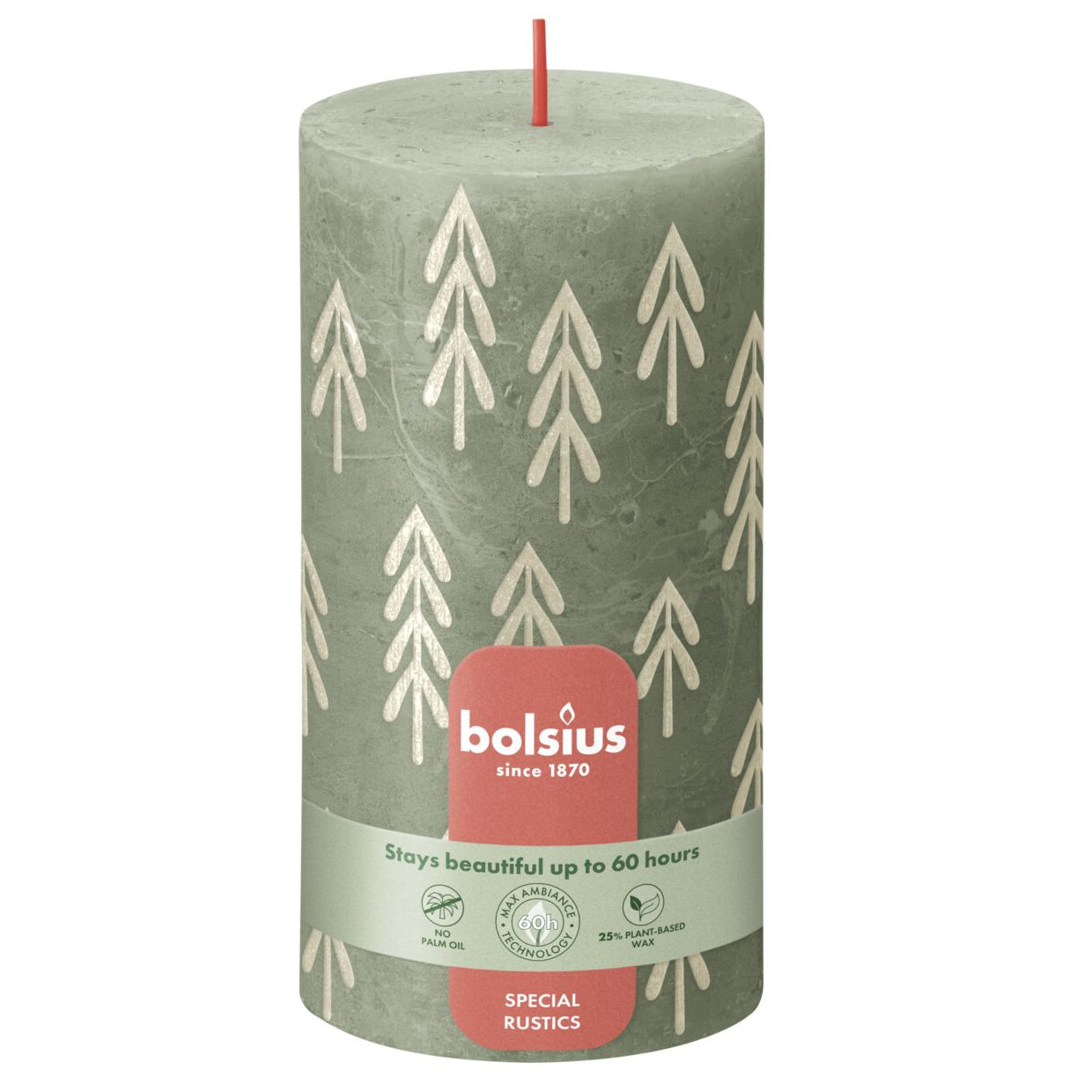 Свеча столбик Bolsius 13х6,8 см Fresh Olive