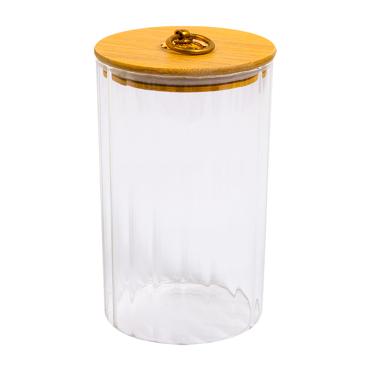 Банка для хранения рифленная 900 мл с бамбуковой крышкой 5214 PRC