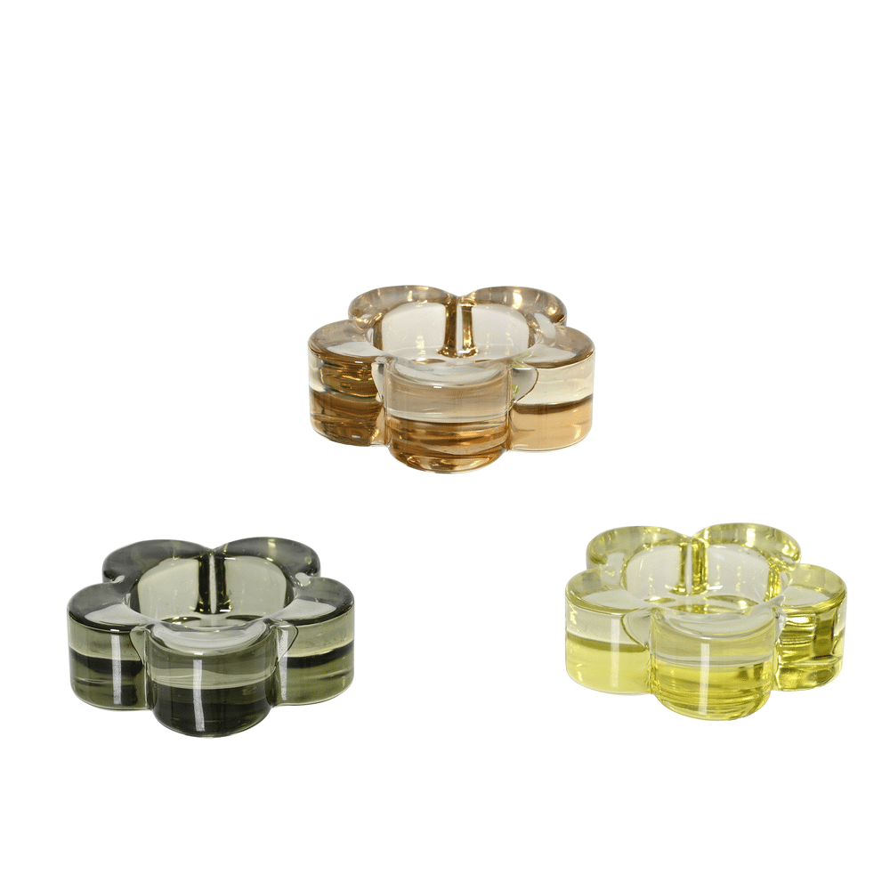 Подсвечник стеклянный Spring in Bloom Цветок 3 цвета в ассортименте 835227 Kmg