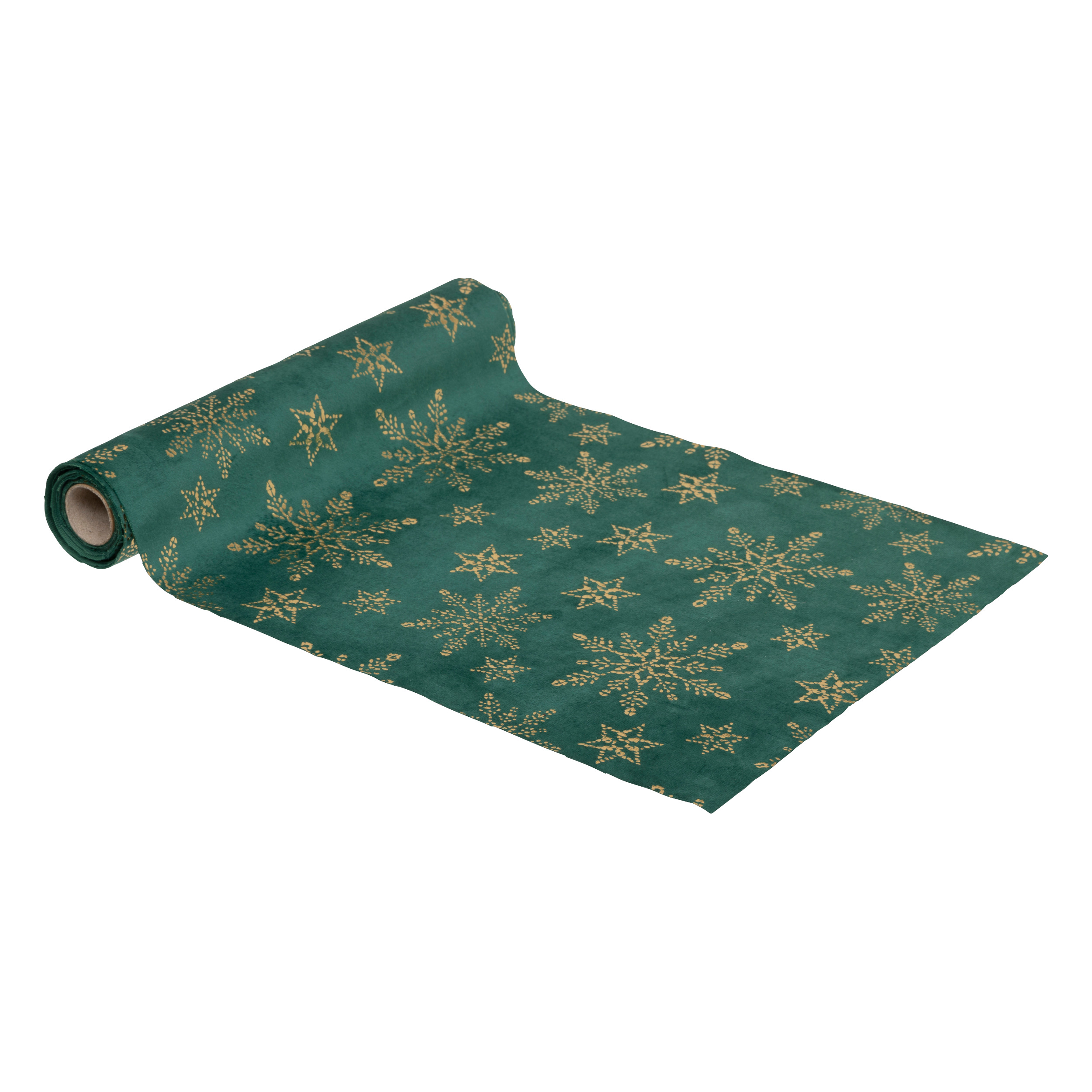 Дорожка сервировочная Feeric Золотые снежинки 28х300 см зеленый 191474