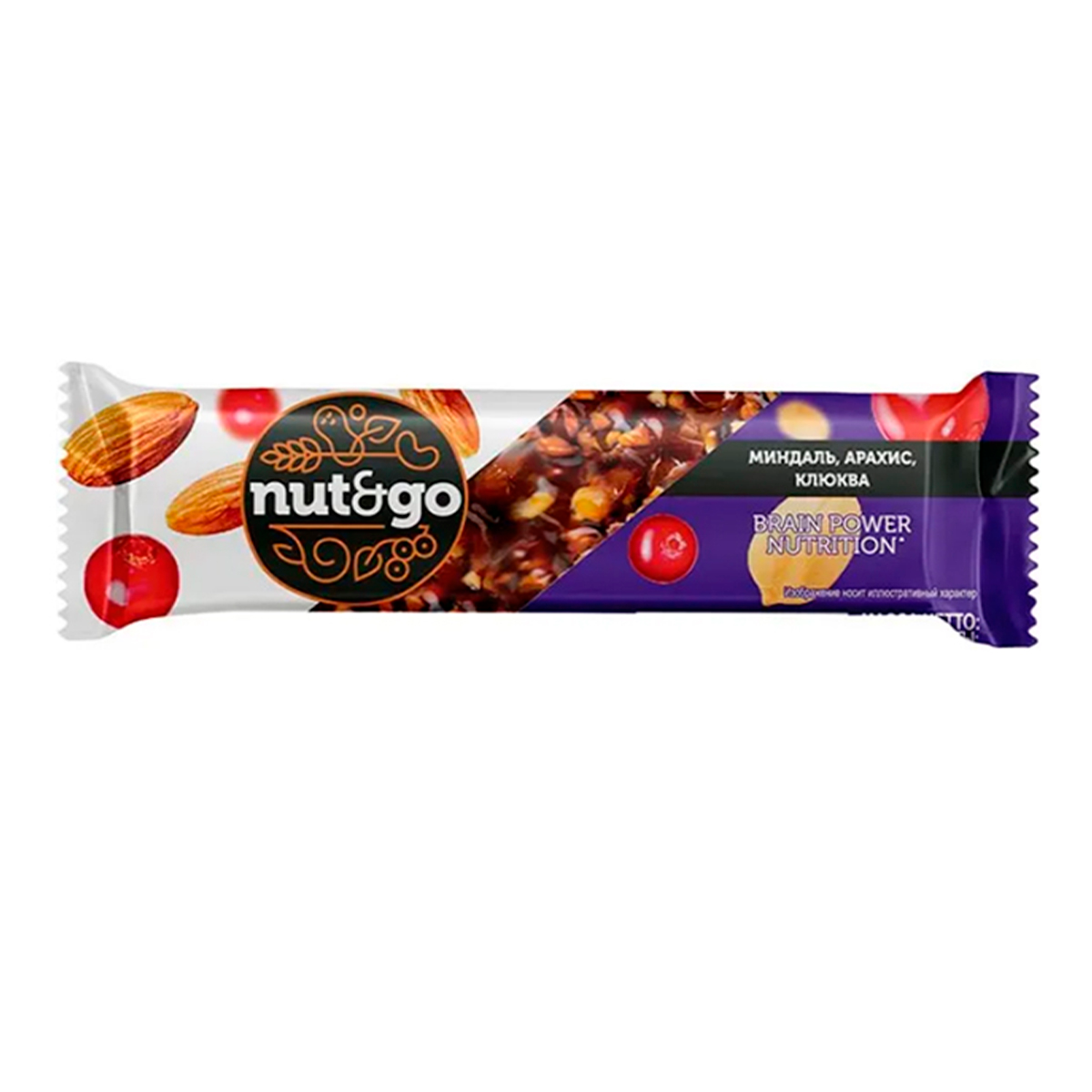 Батончик Nut&Go миндаль арахис клюква 50 г