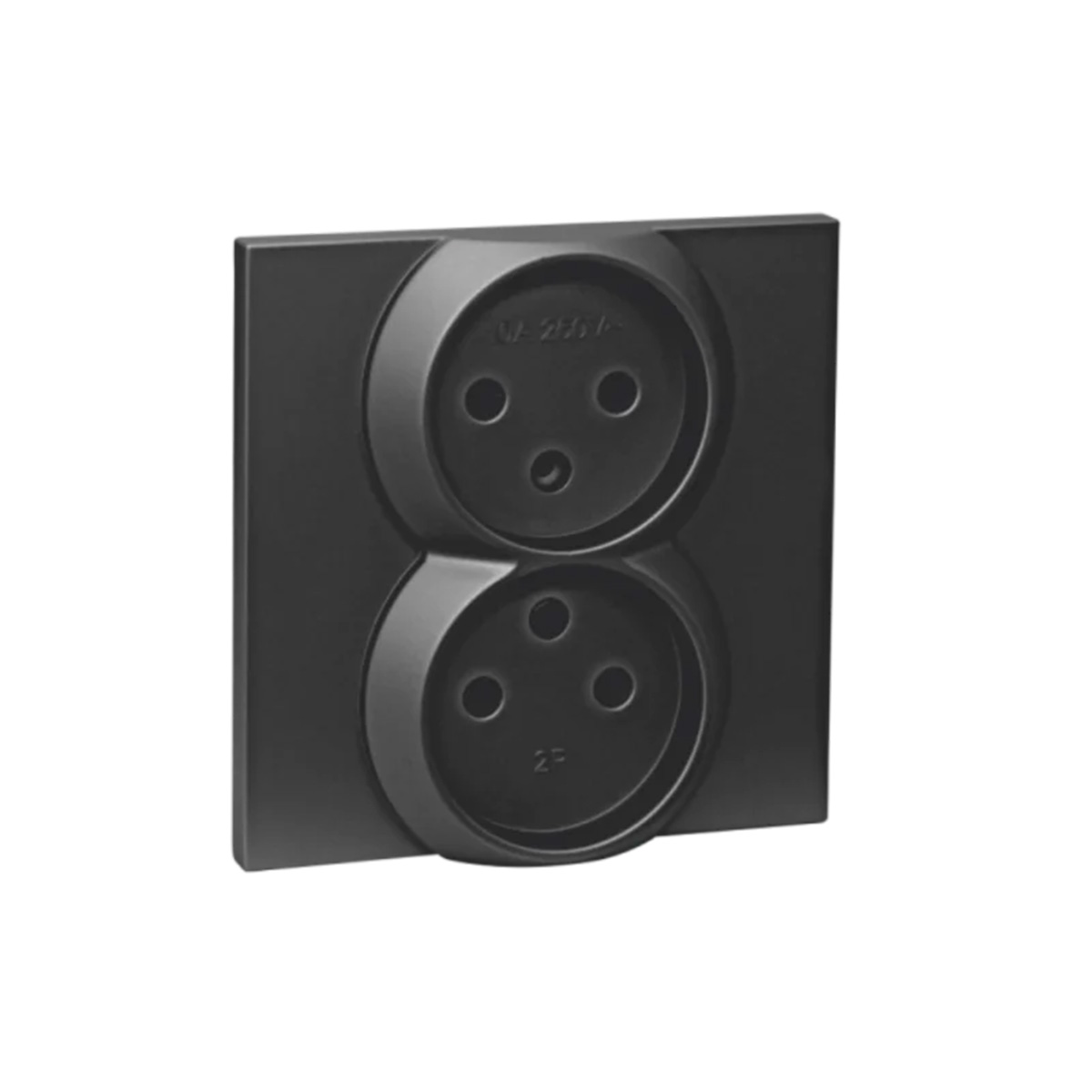 Розетка 2-ная 10А без з/к с/у QUATTRO ULTIMA BLACK UNIT (10)