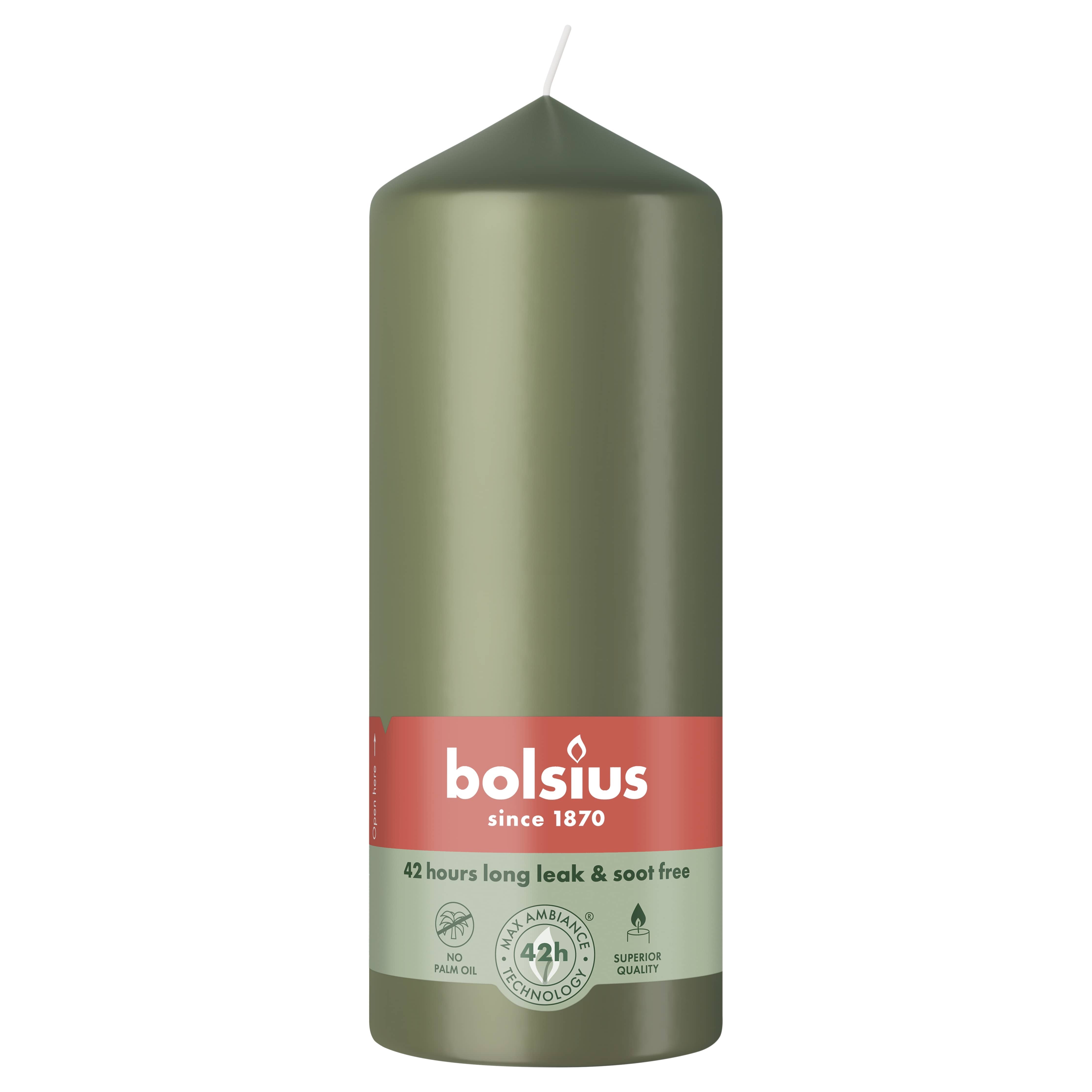 Свеча столбик Bolsius 15х5,8 см Fresh Olive