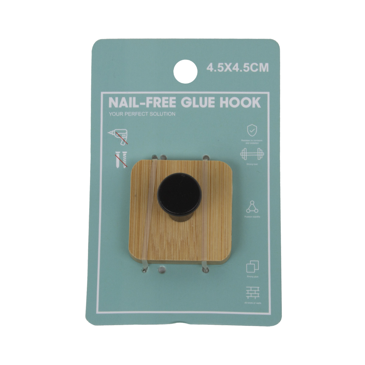 Крючок для ванной комнаты бамбук самоклеющийся 4,5x4,5x3,6cm SHK0035A-A