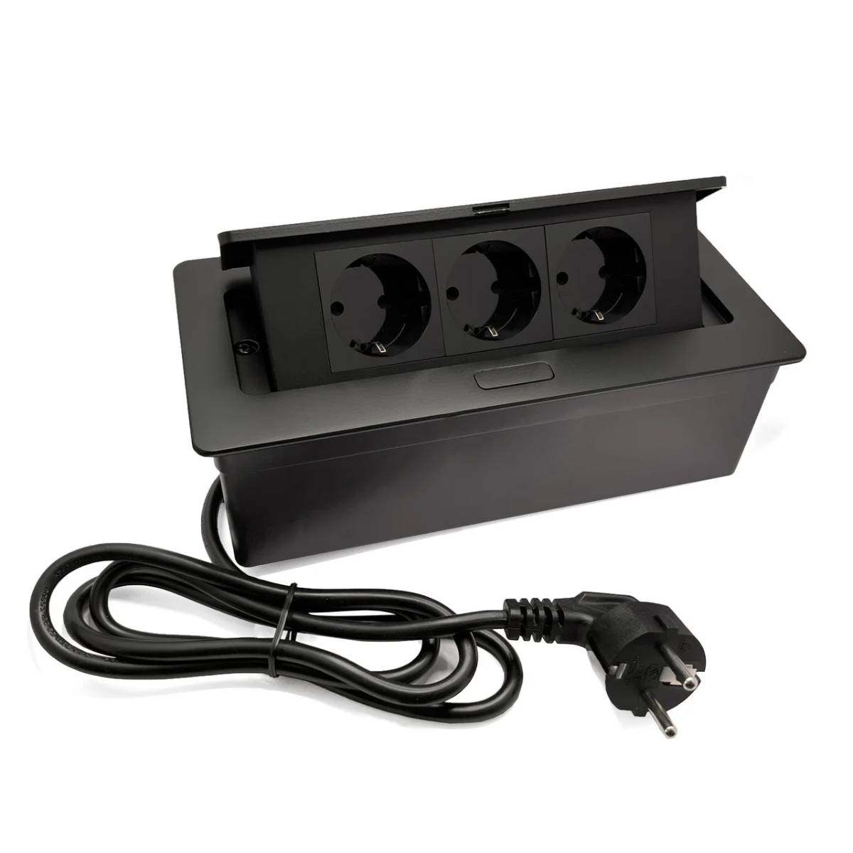 Бокс настольный на 3 розетки 200B, шнур 1,5м, чёрный