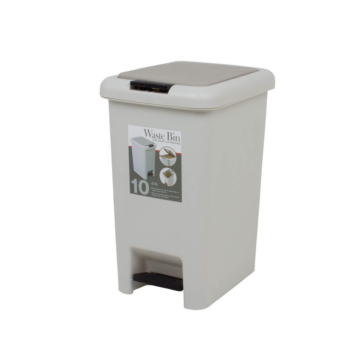 Контейнер для мусора с двойным нажатием 10л серый C42-B115-10L CN