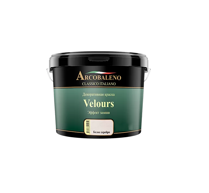 Краска декоративная с эффектом замши "Arcobaleno Velours" база: белое серебро 3 кг