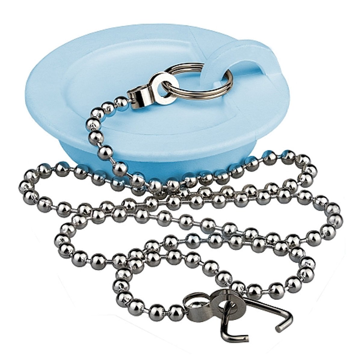 Пробка для ванны (раковины) ГОЛУБАЯ c цепочкой из нерж.стали 45 см MASTERPROF, MP-У