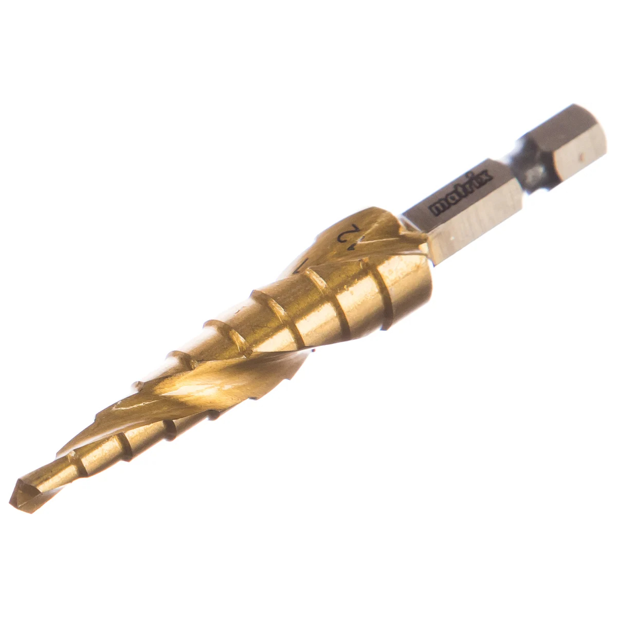 Сверло ступенчатое,4-5-6-7-8-9-10-11-12 мм, HSS, спиральный проф., шестигр. хвостовик// Matrix