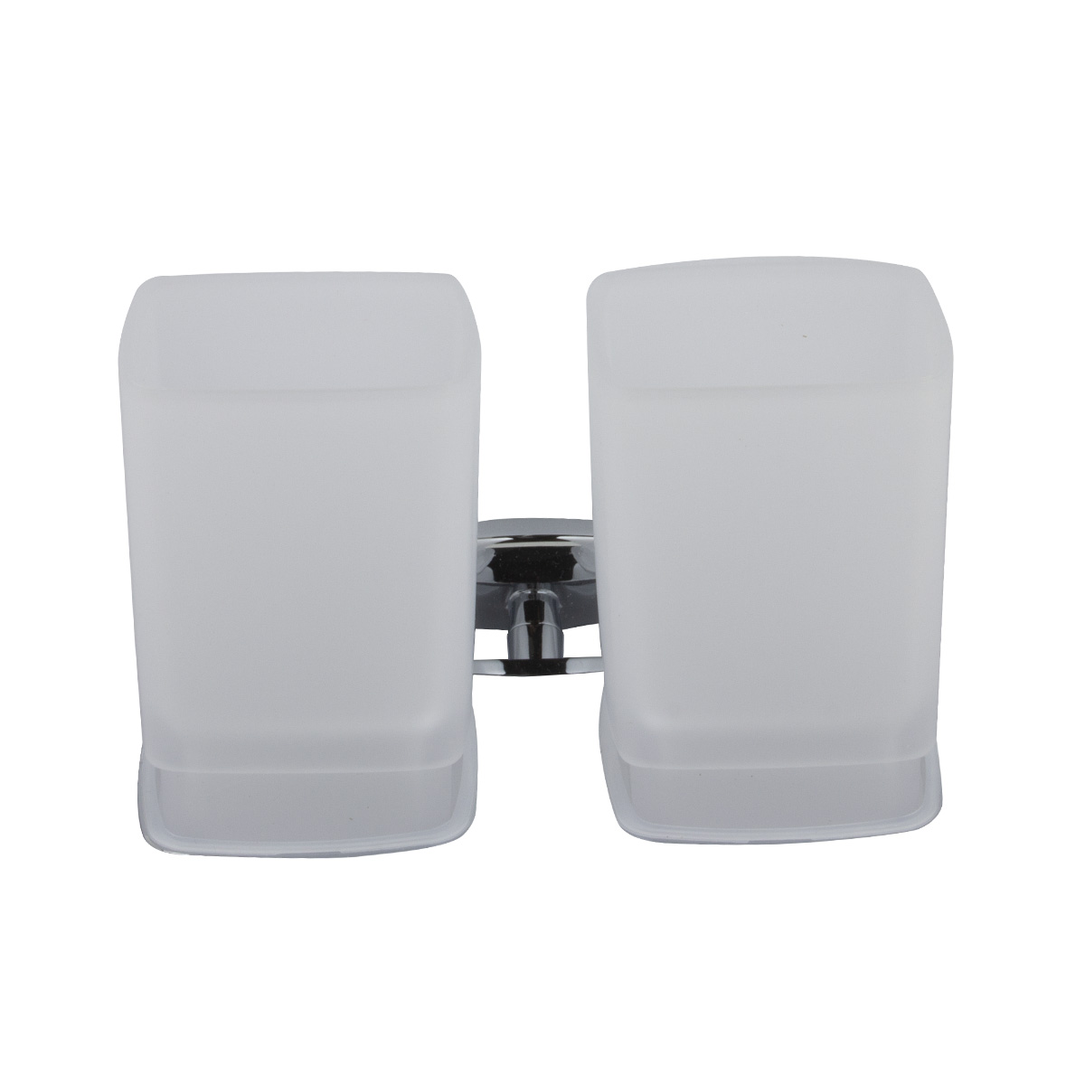 Стакан для ванной комнаты J&S Home двойной настенный хром JS185995