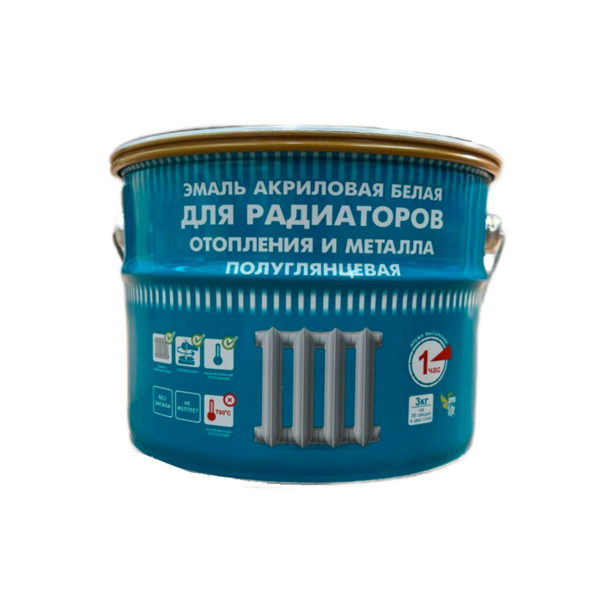 Эмаль для металла и радиаторов отопления "Радуга-178" полуглянцевая  акриловая 3 кг