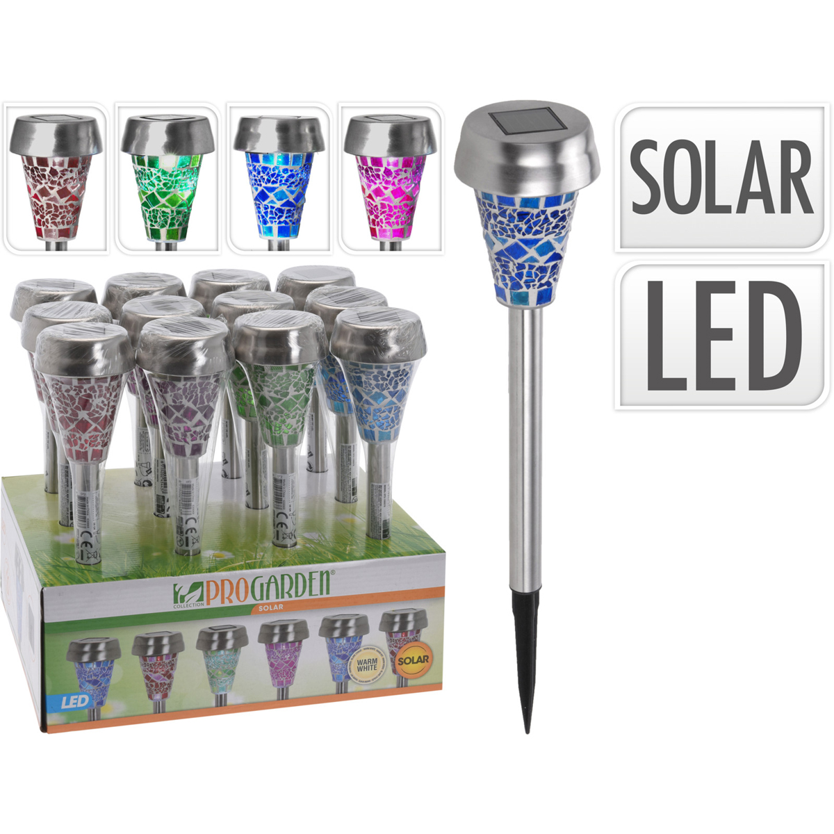 Фонарь садовый на солнечной батарее, H 38 см, 4 цвета в ассортименте DT2100070