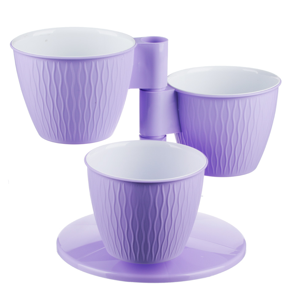 Каскад цветочный Лаванда "ПИРАМИДА" пласт., из 3х горш.