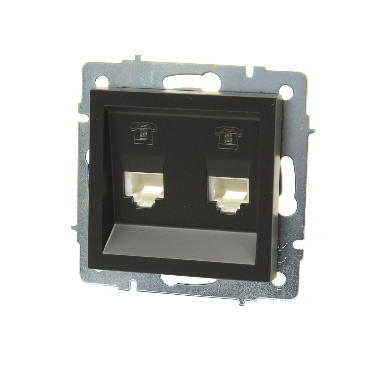 Розетка VESNA 742-4288-138 телефонная двойная евро черная матовая (механизм)