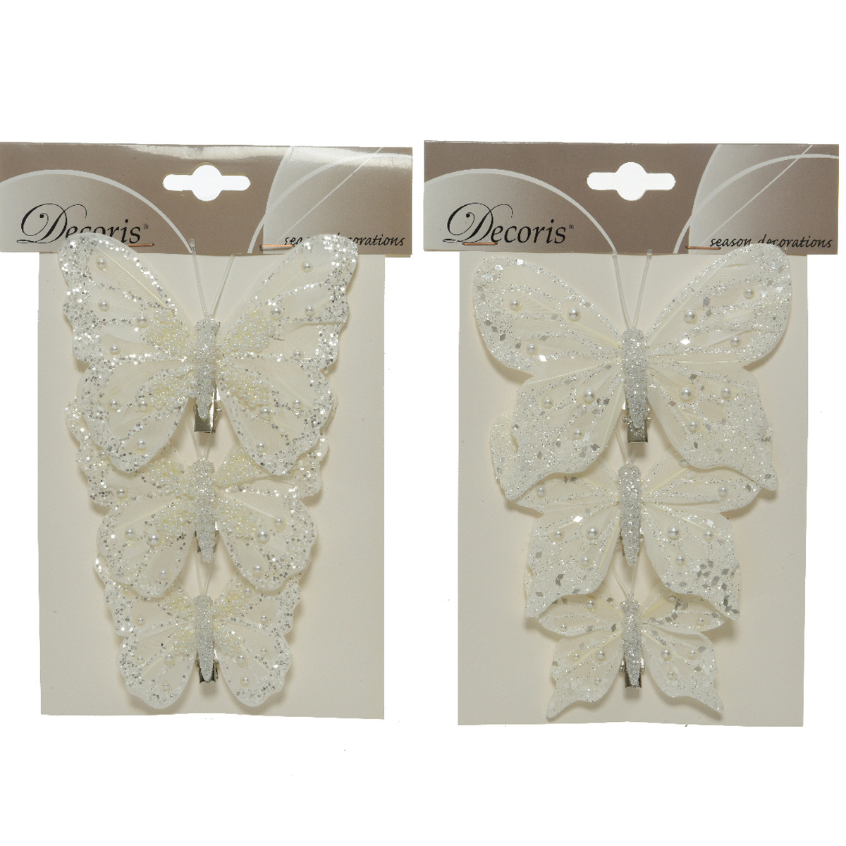 Украшение новогоднее набор из 3х бабочек на клипске 11,5х9х2 см 2 дизайна в ассорт.521086 Kmg