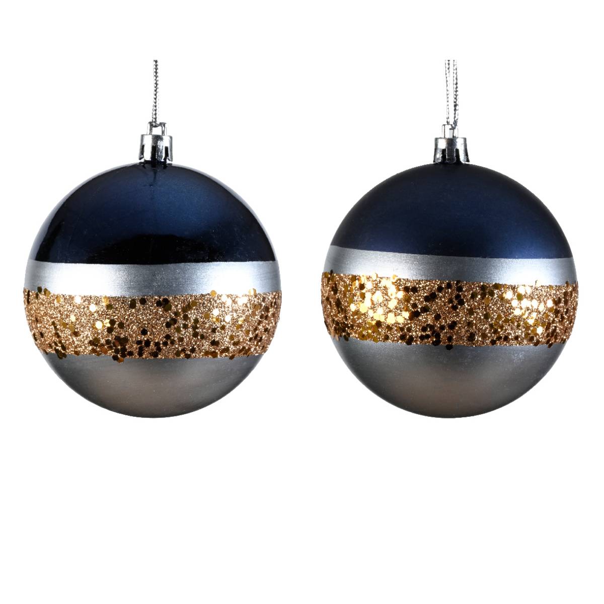 Шар елочный 8 см Матовый блеск с поясом 029448 Kmg