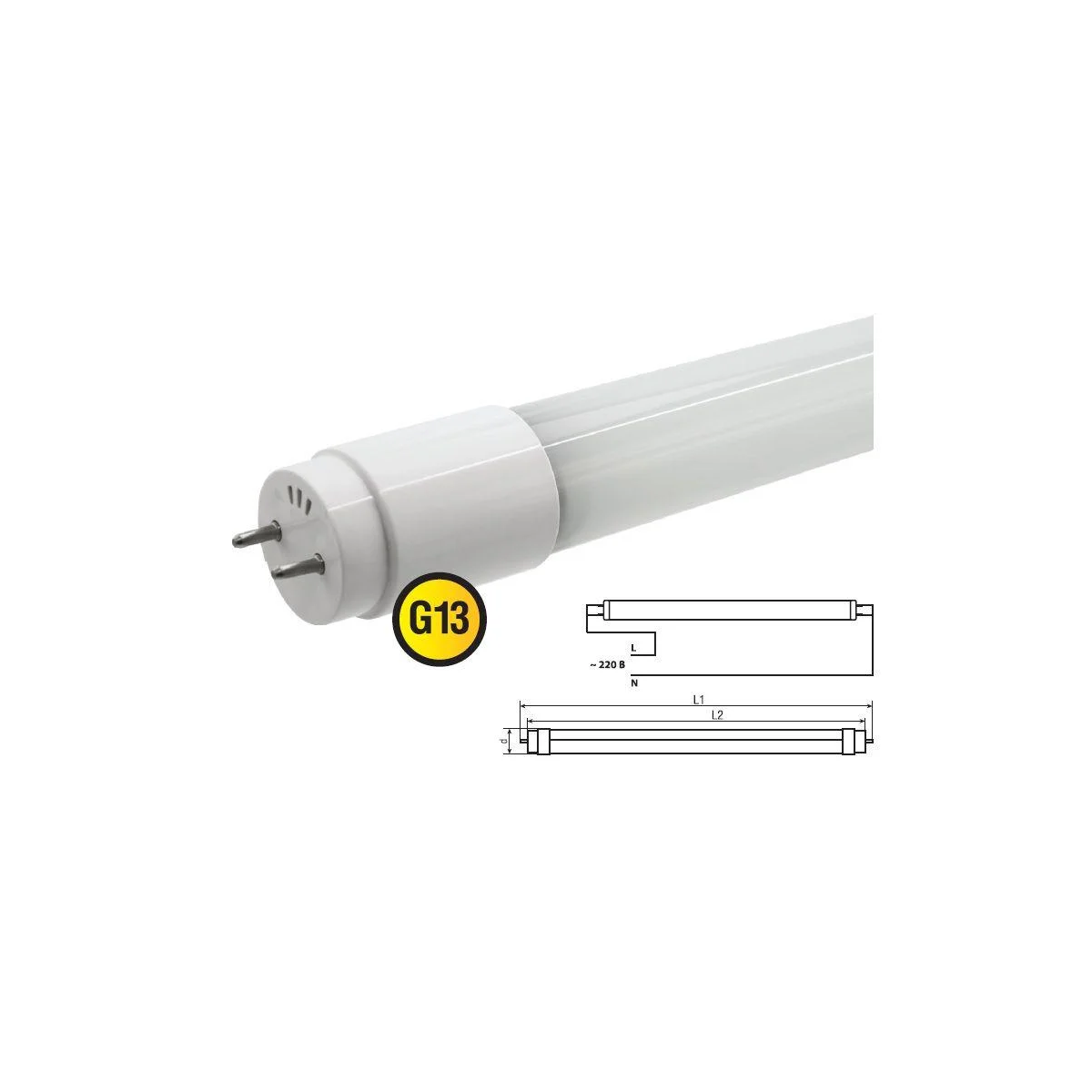 Лампа светодиодная Euroled T8 18W 4000K G13 1200 мм c односторонним подключением