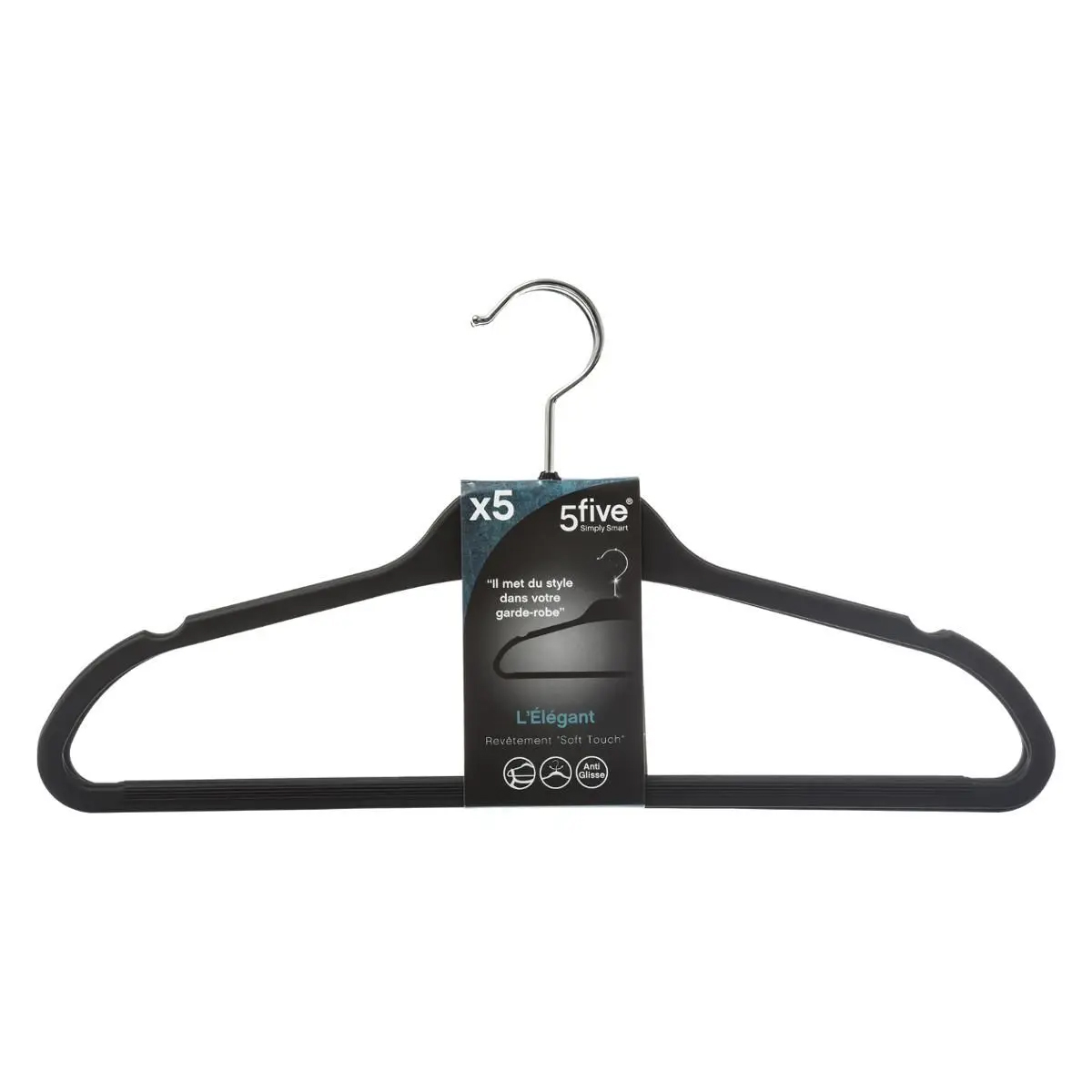 Набор вешалок 5Five пластиковые черные 45 см, 5 шт 151544