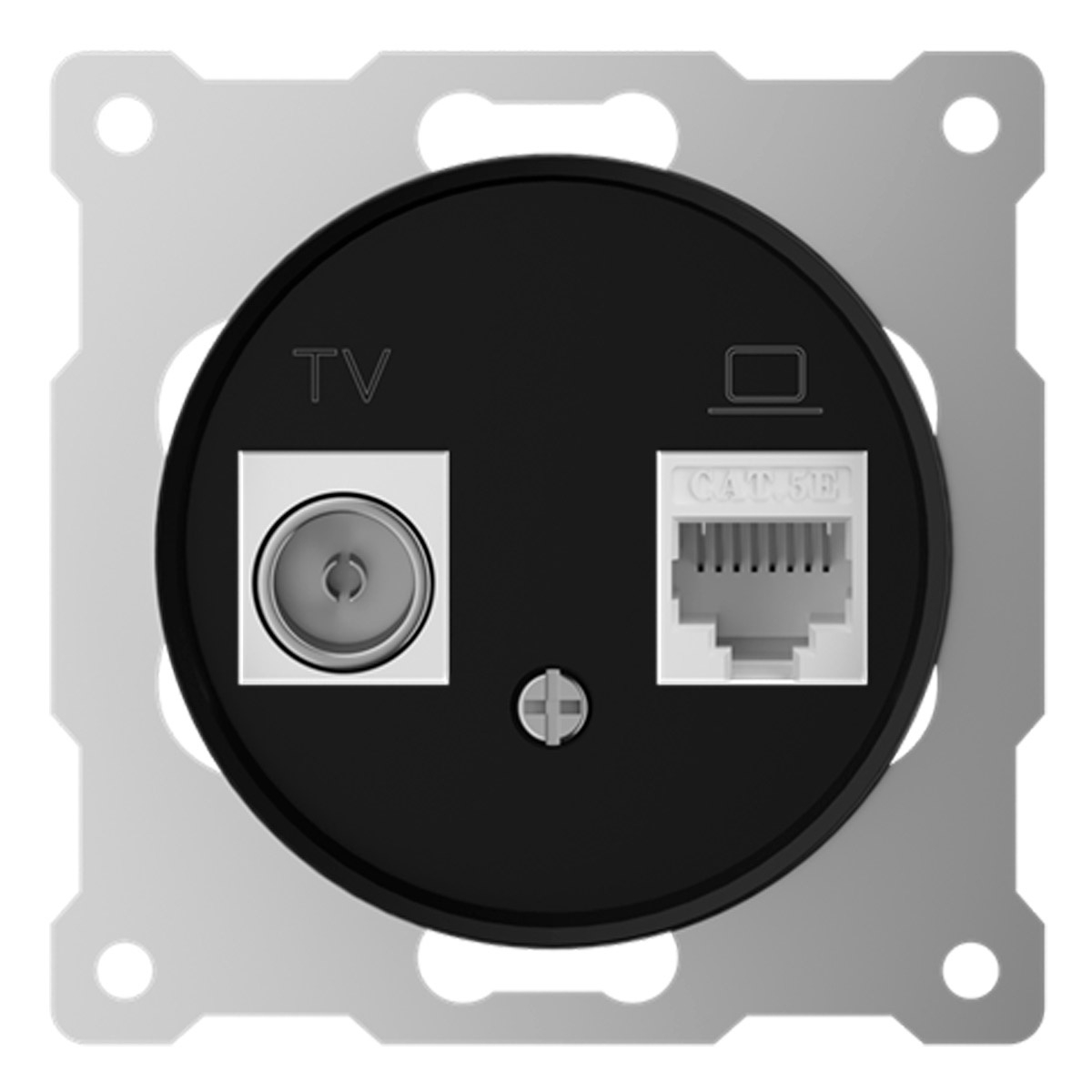 Розетка двойная антенна/компьютер TV/RJ45 кат.5e, цвет черный (серия Florence)