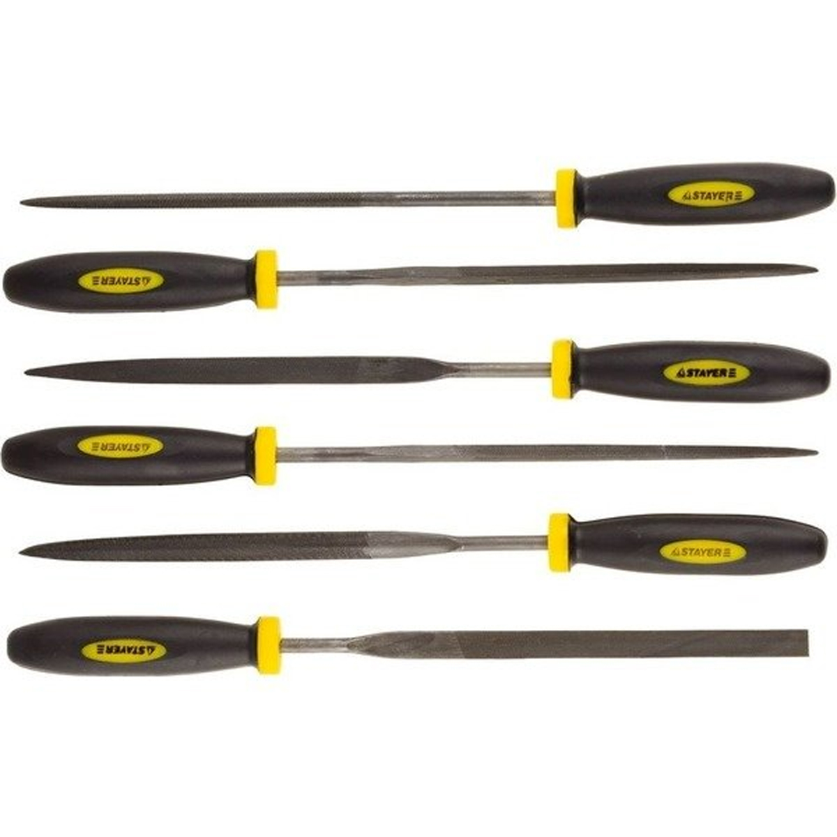 Набор STAYER "PROFI" Надфили с двухкомпонентной ручкой, 150мм, 6шт