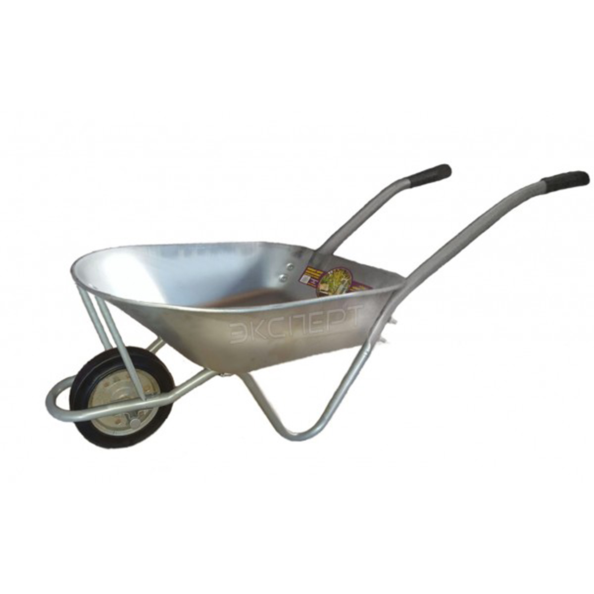 Тачка садовая одноколесная серая "ЭКСПЕРТ" УСИЛЕННАЯ цельнорезин.кол., грузоподъемность-80 кг, V- 78