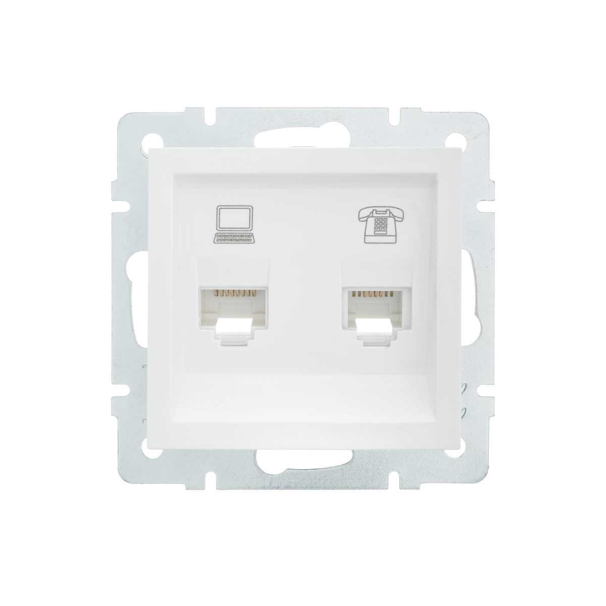 Розетка VESNA 742-0288-143 компьютерная + телефон белая (механизм)