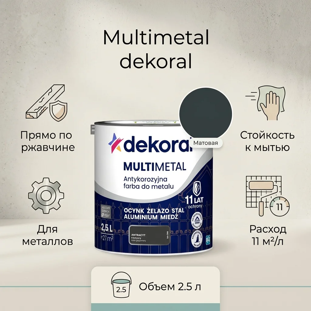 Dekoral Антикорроз. краска Multimetal антрацит 2,5л