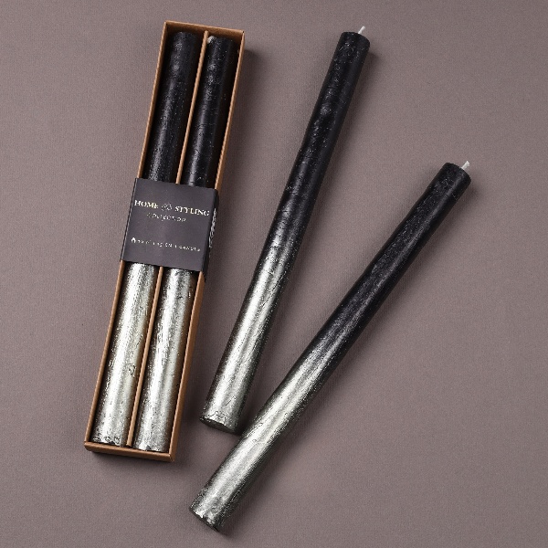 Набор столовых свечей 25 см черный ACB101200 К