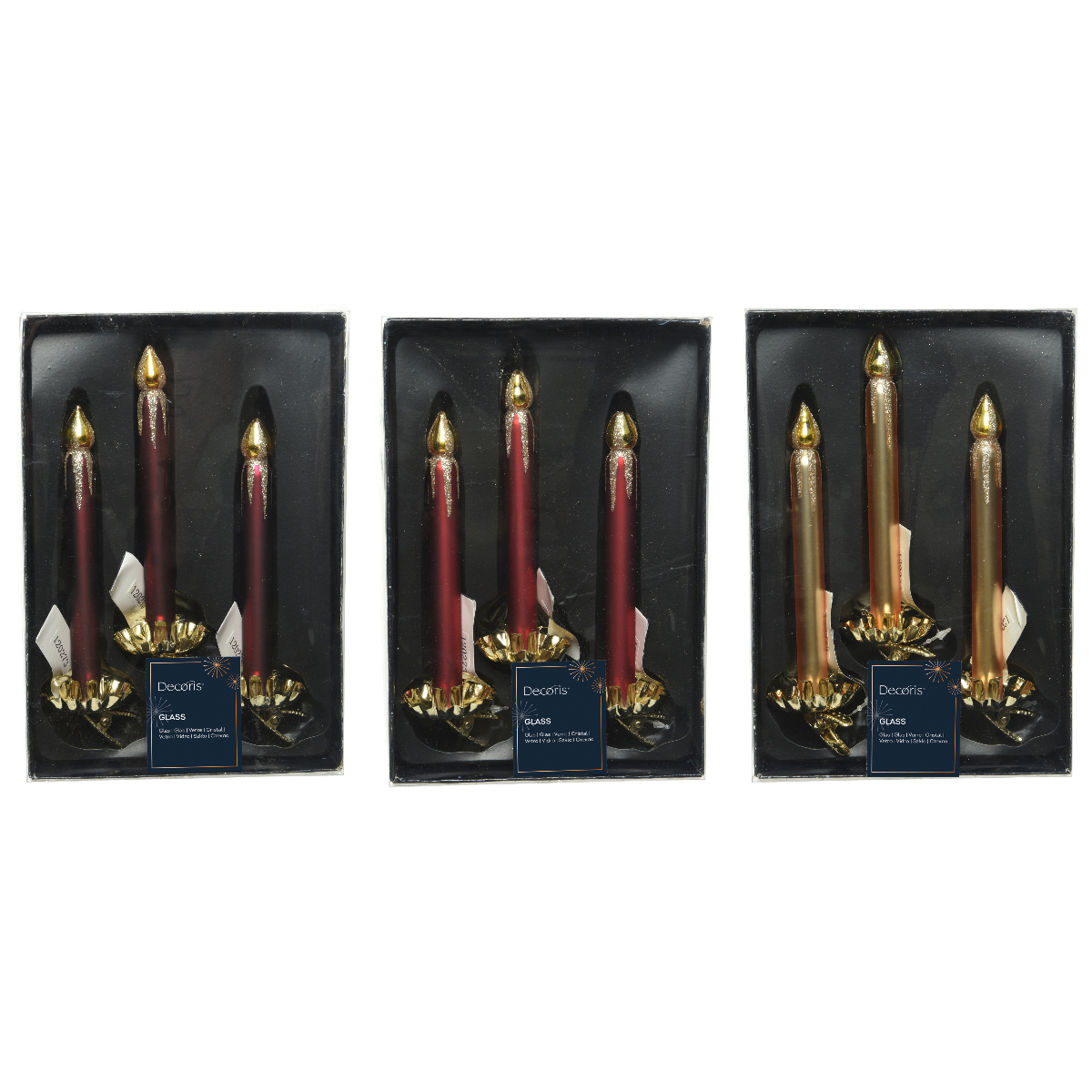 Набор елочных украшений Kaemingk Свечи на клипсах 4,8 см 3шт 3 цвета в ассортименте 120273