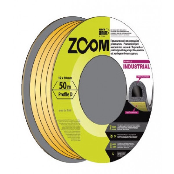 Уплотнитель ZOOM INDUSTRIAL D 12*10мм 50(2*25)м чёрный Уплотнитель ZOOM INDUSTRIAL D 12*10мм 50(2*25)м чёрный