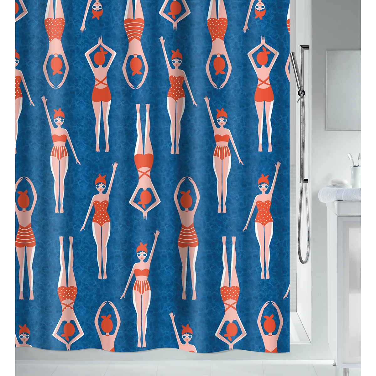 Штора для ванной Spirella BAIGNEUSES 180х200 см полиэстер синий 10.20868