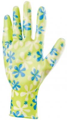 Перчатки садовые из полиэстера с нитрильным обливом, зеленые, L// Palisad