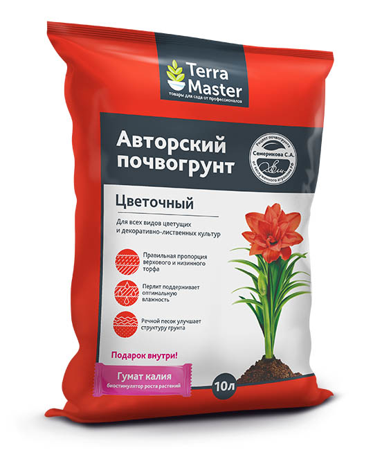 Почвогрунт Terra Master - Авторский, цветочный, 10 л.