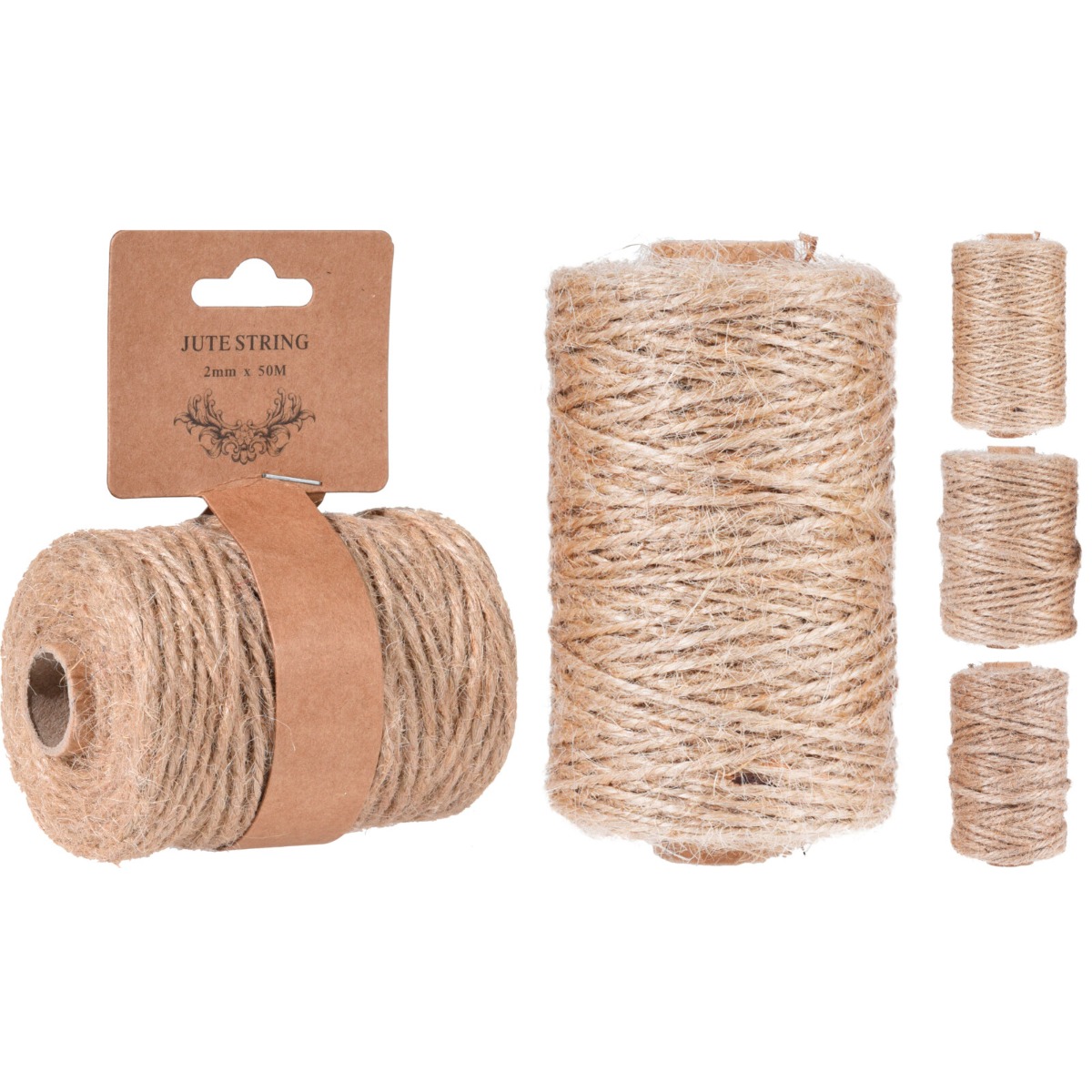 Веревка джутовая НГ 3 размера в ассорт. 1 мм х 100 м, 2 мм х 50 м, 3 мм х 25 м CAA700860 К
