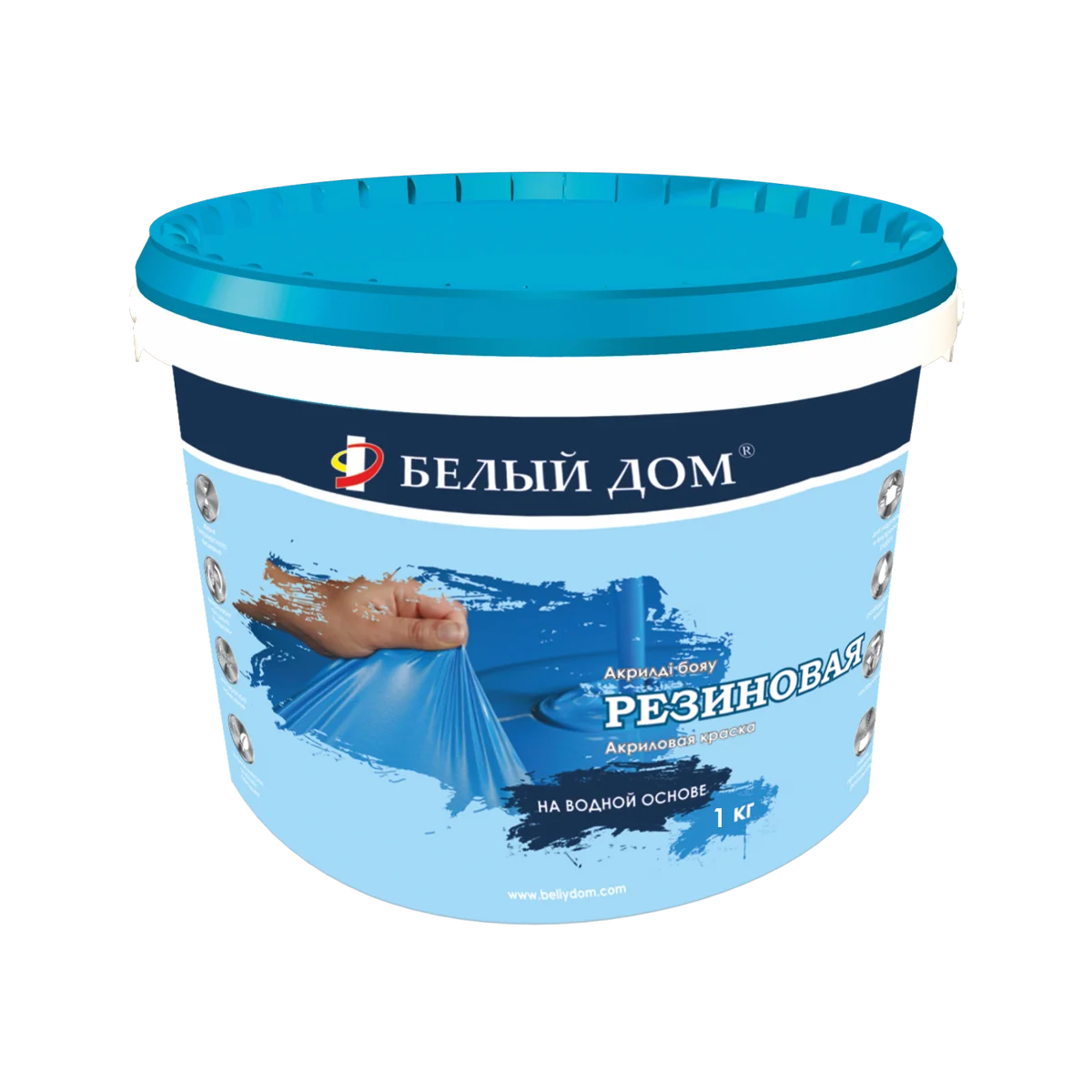 Краска акриловая резиновая Белый Дом 3кг белая