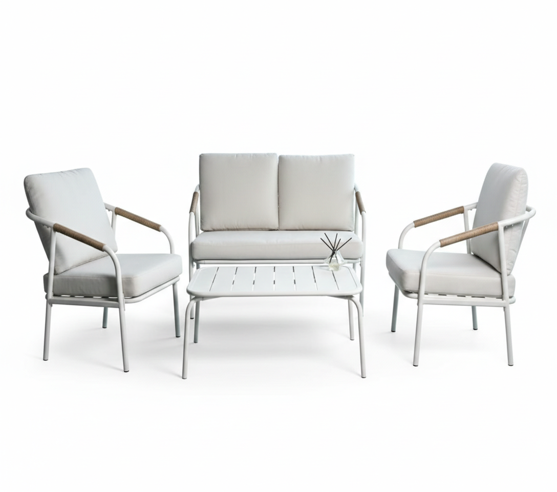 Набор металлическиой мебели SUNRISE диван, 2 кресла, журнальный столик 92х60х36 см JM-PS-T803A