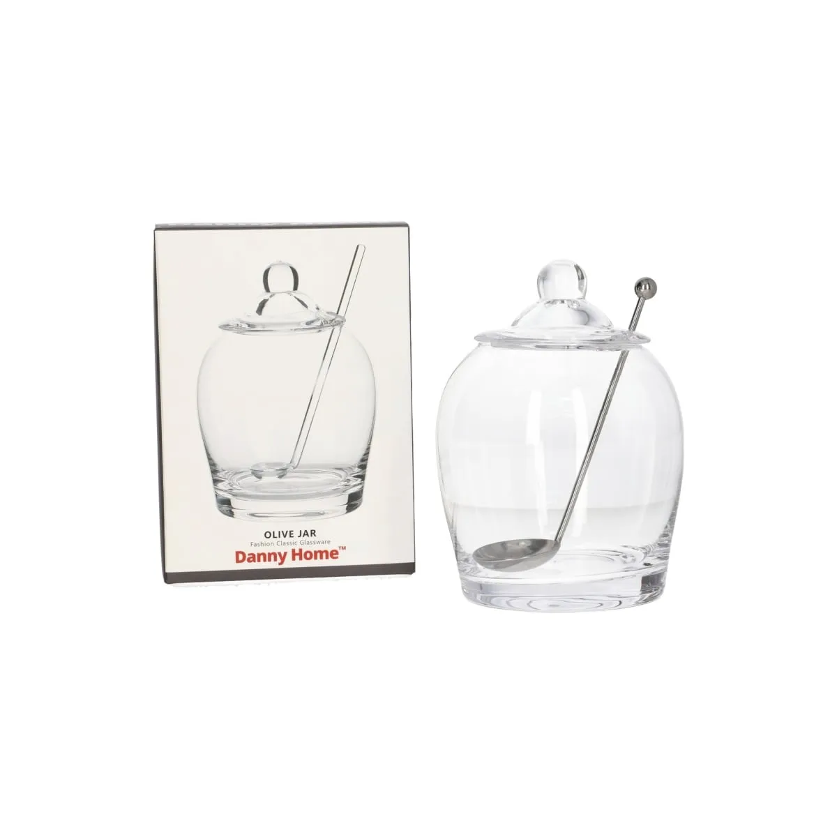 Банка для оливок DH 9,5х29,7х10,8 см с крышкой и ложкой стекло CB-50