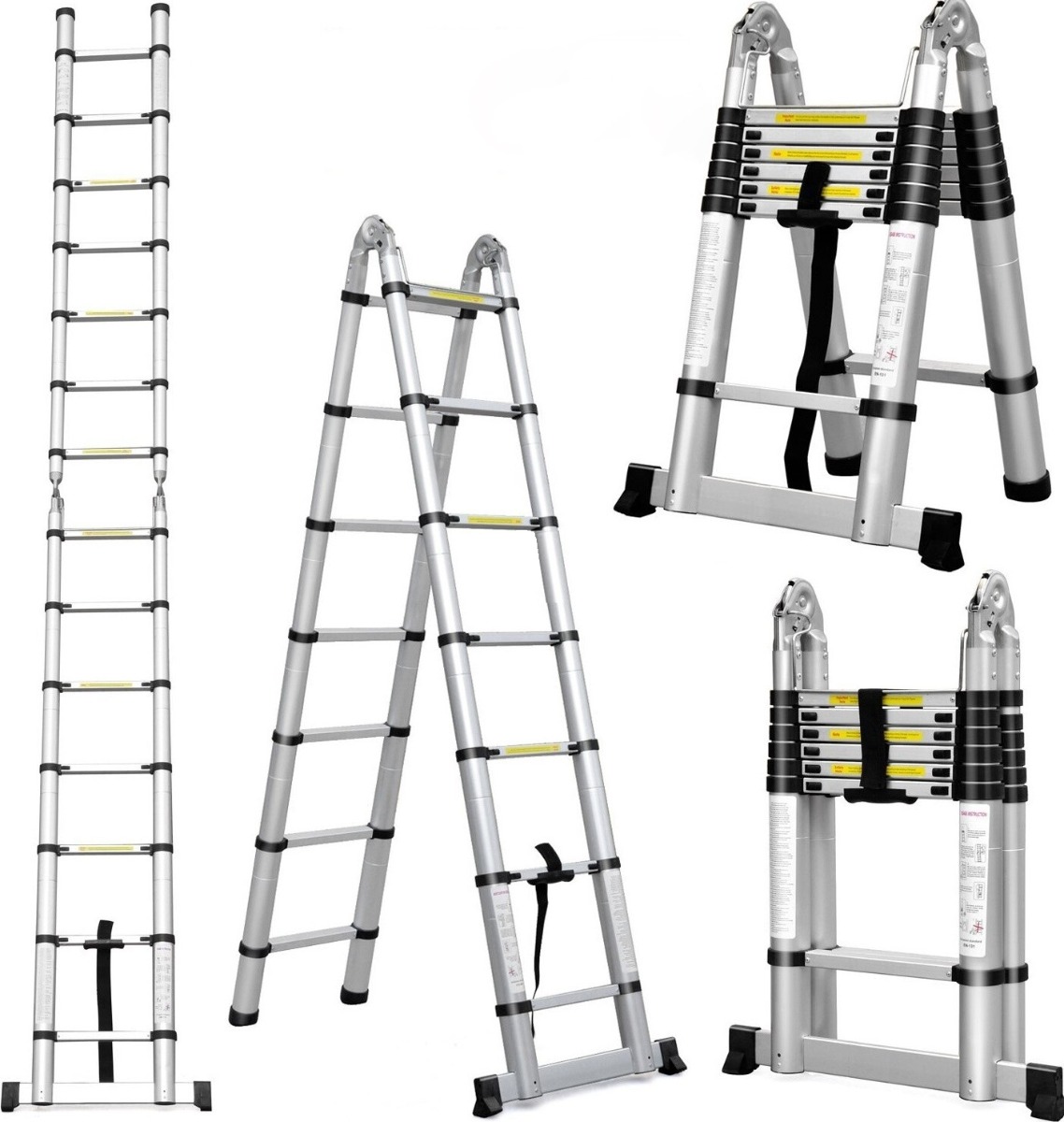 Лестница телескопическая 2-х секц. алюм. 237/500см, 2х8 ступ. 16,95кг STARTUL (ST9733-050), арт.ST97