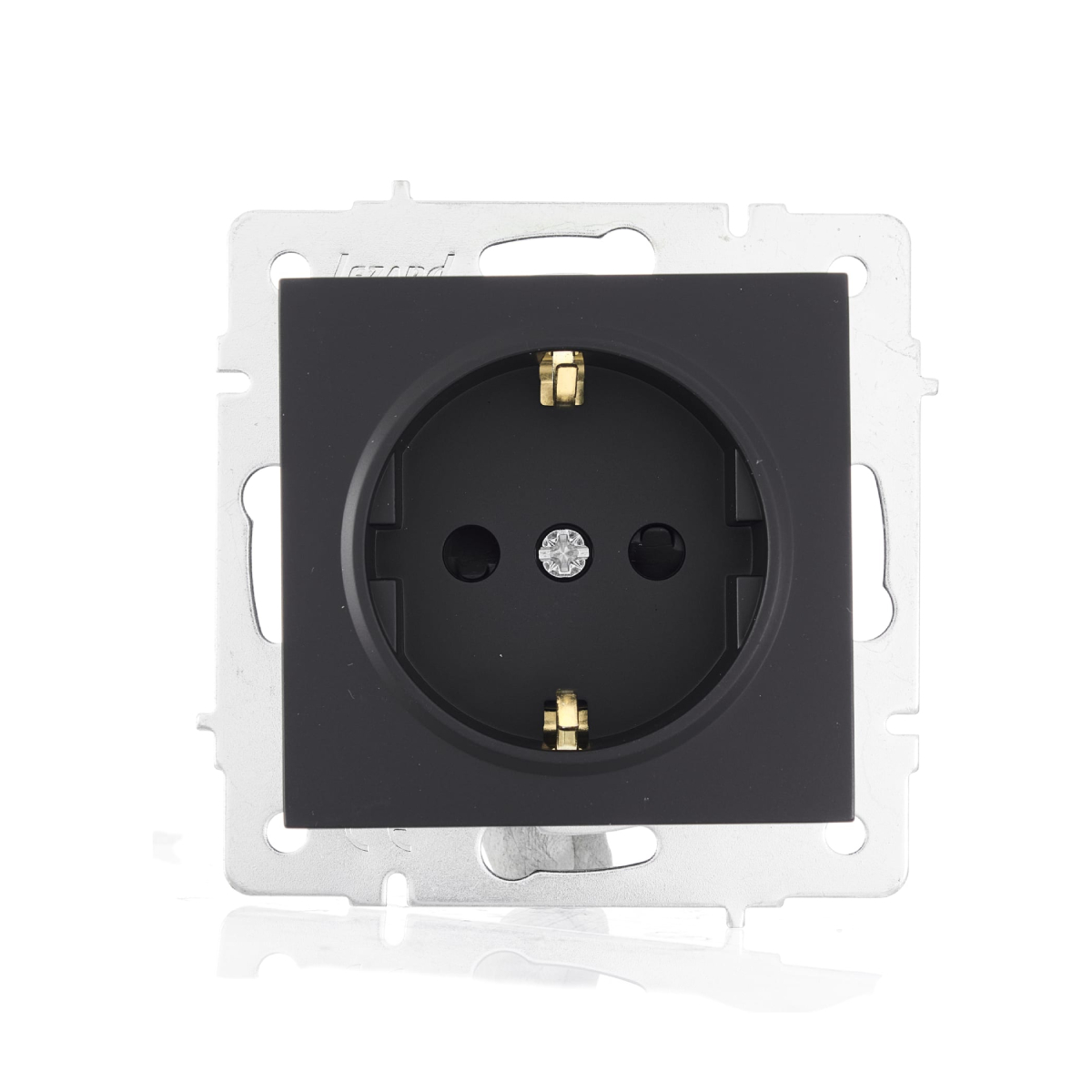 Розетка VESNA 742-4288-124B с защитой от детей бакалит черная матовая (механизм)