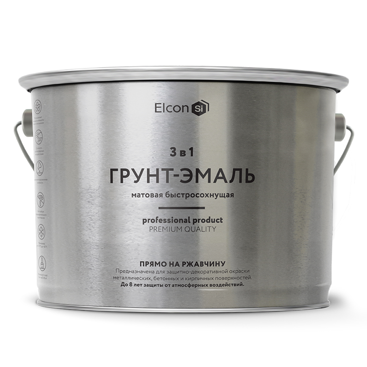 Грунт эмаль по ржавчине Elcon 3в1 матовая графит 2 кг